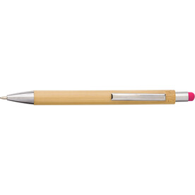 Kugelschreiber aus Bambus und Kunststoff Claire – fuchsia bedrucken, Art.-Nr. 046999999_548774