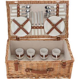 Picknickkorb Levin | 4 Personen – Braun bedrucken, Art.-Nr. 011999999_5795
