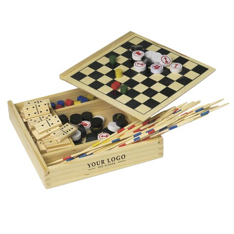 Spieleset Cherie | Holz | 5-in-1 – Braun bedrucken, Art.-Nr. 011999999_6163 Spieleset Cherie | Holz | 5-in-1 – Braun bedrucken, Art.-Nr. 011999999_6163