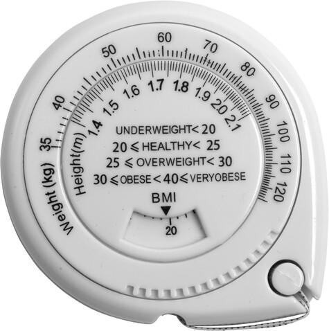 BMI-Maßband Jasper | 1,5 Meter – Weiß bedrucken, Art.-Nr. 002999999_6548