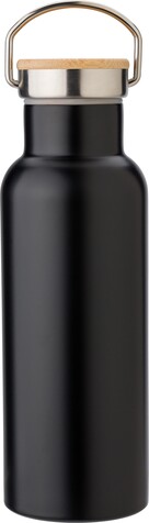 Edelstahl-Trinkflasche doppelwandig Odette – Schwarz bedrucken, Art.-Nr. 001999999_668130