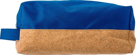 Kulturtasche aus Polyester und Kork Lynn – Blau bedrucken, Art.-Nr. 005999999_676271