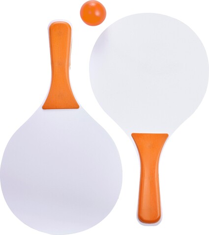 Beachball Tennisspiel aus Holz Eliza – Orange bedrucken, Art.-Nr. 007999999_6985