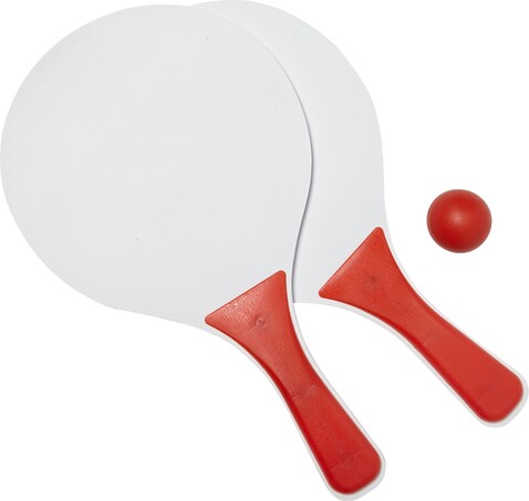 Beachball Tennisspiel aus Holz Eliza – Rot bedrucken, Art.-Nr. 008999999_6985