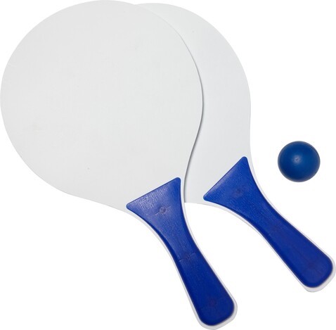 Beachball Tennisspiel aus Holz Eliza – Blau bedrucken, Art.-Nr. 005999999_6985