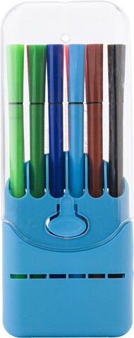 Filzstift-Set aus Kunststoff Evan – Hellblau bedrucken, Art.-Nr. 018999999_7803