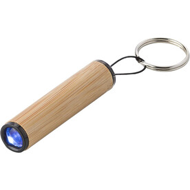 Mini-Taschenlampe aus Bambus mit Schlüsselanhänger Ilse – Braun bedrucken, Art.-Nr. 011999999_821118