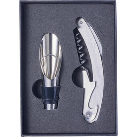 2-teiliges Sommelierset aus Edelstahl Dale – Schwarz bedrucken, Art.-Nr. 001999999_8589