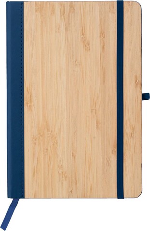 Notizbuch Dorita aus PU und Bambus – Blau bedrucken, Art.-Nr. 005999999_866554