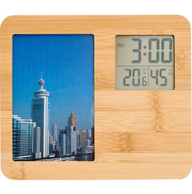 Wetterstation aus Bambus Colton – Braun bedrucken, Art.-Nr. 011999999_866586