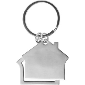 Schlüsselanhänger aus Zink-Aluminium in Hausform Amaro – Silber bedrucken, Art.-Nr. 032999999_8742