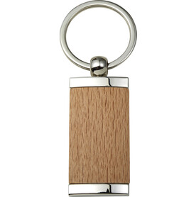 Schlüsselanhänger aus Metall &amp;amp; Holz Jennie – Braun bedrucken, Art.-Nr. 011999999_8771