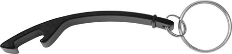 Kapselheber aus Aluminium mit Schlüsselring Amani – Schwarz bedrucken, Art.-Nr. 001999999_8799