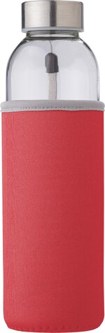 Glasflasche (500ml) mit einem Neoprenhülle Nika – Rot bedrucken, Art.-Nr. 008999999_9301