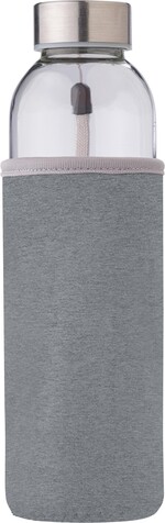 Glasflasche (500ml) mit einem Neoprenhülle Nika – Grau bedrucken, Art.-Nr. 003999999_9301