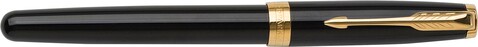 Parker Sonnet Tintenroller | Goldfarbene Zierelemente – Schwarz bedrucken, Art.-Nr. 001999127_9396