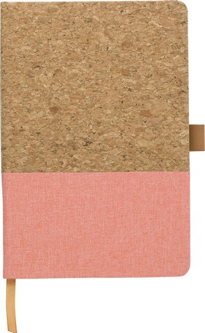Notizbuch Trevor aus Kork und Baumwolle – peach bedrucken, Art.-Nr. 236999999_967381