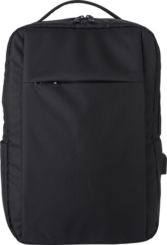 rPET (300D) Laptop-Rucksack Jesse – Schwarz bedrucken, Art.-Nr. 001999999_967399