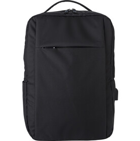rPET (300D) Laptop-Rucksack Jesse – Schwarz bedrucken, Art.-Nr. 001999999_967399