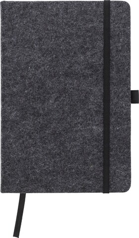 Notizbuch Harper | Filz | A5 | Liniert – dunkelgrau bedrucken, Art.-Nr. 491999999_970941