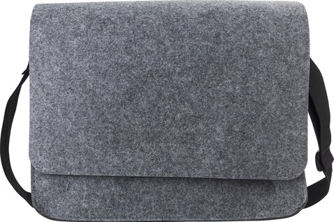 Laptoptasche Layla | Recycelter Filz | 15 Zoll | Klettverschluss – Grau bedrucken, Art.-Nr. 003999999_970953
