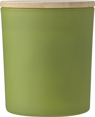 Kerze Josiah | Glas mit Bambusdeckel | Sojawachs | 280 g – Grün bedrucken, Art.-Nr. 004999999_971839