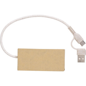 USB-Hub Paulo | Recycelt | 4 Anschlüsse – Braun bedrucken, Art.-Nr. 011999999_976588