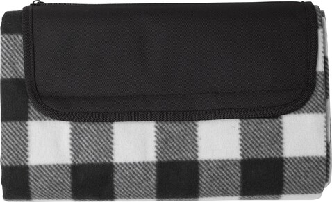 rPET faltbare Polarfleece-Decke Vesper – Schwarz bedrucken, Art.-Nr. 001999999_976591
