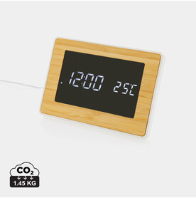 Utah LED-Uhr aus RCS rKunststoff &amp;amp; Bambus braun bedrucken, Art.-Nr. P279.319