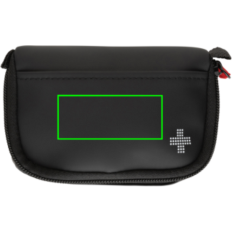 Kleines Erste-Hilfe-Set in RCS recycelter Nubuk-PU Tasche schwarz bedrucken, Art.-Nr. P265.401