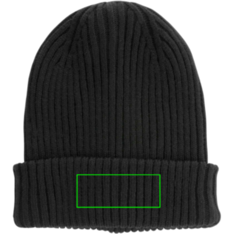 Impact AWARE™ Polylana® doppelt gestrickte Mütze schwarz bedrucken, Art.-Nr. P453.391
