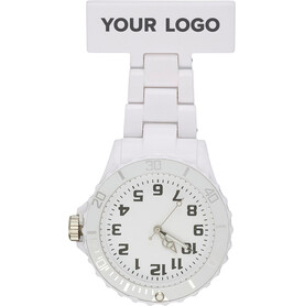 Krankenschwester-Uhr aus Kunststoff Simone – Weiß bedrucken, Art.-Nr. 002999999_1116 Krankenschwester-Uhr aus Kunststoff Simone – Weiß bedrucken, Art.-Nr. 002999999_1116