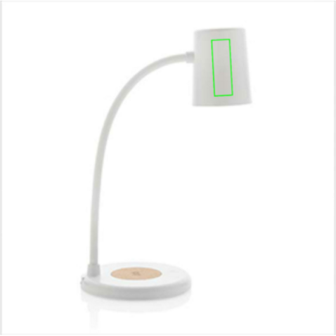 Zenara 15W Schreibtischlampe aus RCS rec. Plastik &amp; Kork weiß bedrucken, Art.-Nr. P514.0303