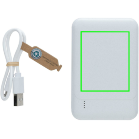 5.000mAh Powerbank aus RCS recyceltem Kunststoff weiß bedrucken, Art.-Nr. P322.613