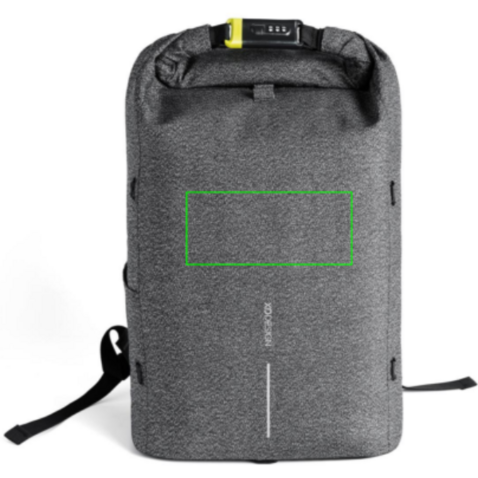 Urban schnitthemmender Anti-Diebstahl-Rucksack grau, schwarz bedrucken, Art.-Nr. P705.642