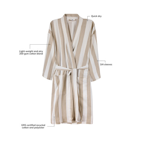 VINGA Ornos GRS Hamam-Bademantel L/XL beige, weiß bedrucken, Art.-Nr. V4172219LXL