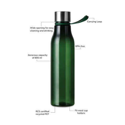 VINGA Lean 800ml RCS RPET Wasserflasche grün bedrucken, Art.-Nr. V4330507 VINGA Lean 800ml RCS RPET Wasserflasche grün bedrucken, Art.-Nr. V4330507