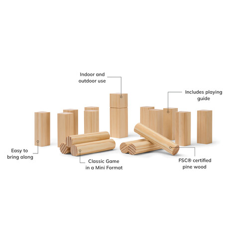 VINGA Kubb Mini Spiel braun bedrucken, Art.-Nr. V4532309