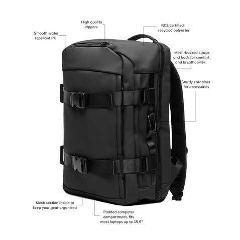 VINGA Baltimore RCS Abenteuer-Rucksack schwarz bedrucken, Art.-Nr. V7750101