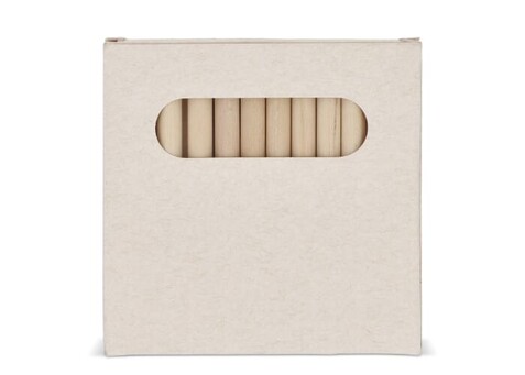 12 Buntstifte in einer Schachtel aus recyceltem Milchkarton - Ecru bedrucken, Art.-Nr. LT91521-N0054
