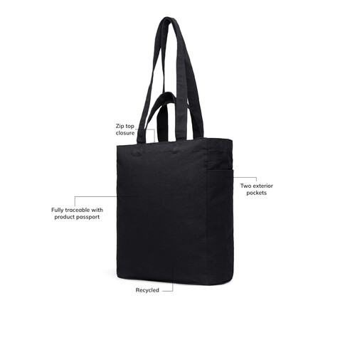 VINGA Hilo AWARE™ Tasche mit Reißverschluss aus rec. Canvas schwarz bedrucken, Art.-Nr. V7620501