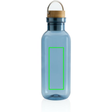 RCS rPET Flasche with Bambusdeckel und Griff blau bedrucken, Art.-Nr. P433.265