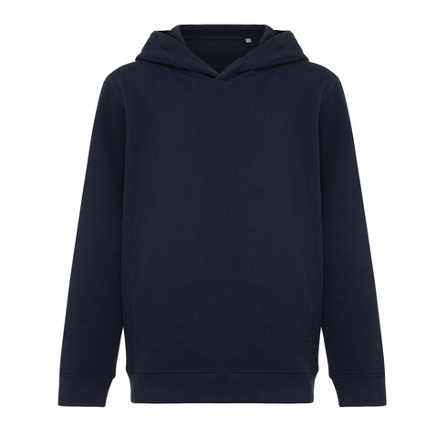 IQONIQ Yengo KidsHoodie mit Seitentaschen aus rec. Baumwolle navy blau bedrucken, Art.-Nr. T6404.002.78