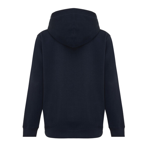 IQONIQ Yengo KidsHoodie mit Seitentaschen aus rec. Baumwolle navy blau bedrucken, Art.-Nr. T6404.002.78