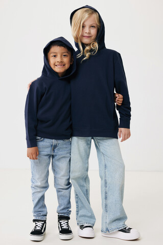 IQONIQ Yengo KidsHoodie mit Seitentaschen aus rec. Baumwolle navy blau bedrucken, Art.-Nr. T6404.002.78