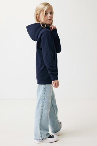 IQONIQ Yengo KidsHoodie mit Seitentaschen aus rec. Baumwolle navy blau bedrucken, Art.-Nr. T6404.002.78