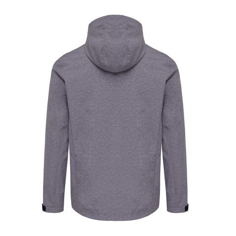 IQONIQ Makalu Herren Softshelljacke aus recyceltem Polyester vulcano heather grey bedrucken, Art.-Nr. T1700.028.S
