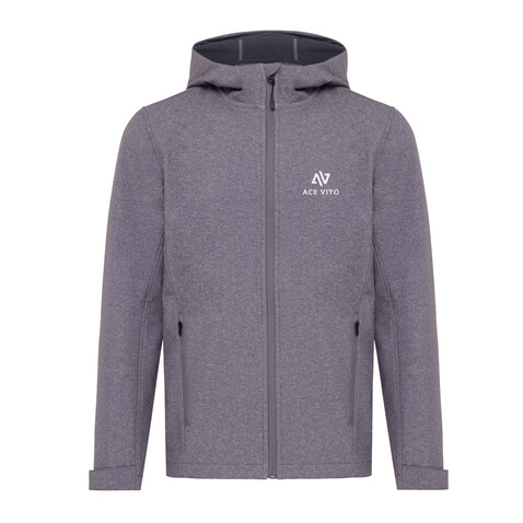 IQONIQ Makalu Herren Softshelljacke aus recyceltem Polyester vulcano heather grey bedrucken, Art.-Nr. T1700.028.S