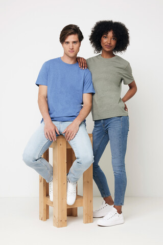 IQONIQ Manuel ungefärbtes T-Shirt aus recycelter Baumwolle heather blue bedrucken, Art.-Nr. T9101.024.XXL