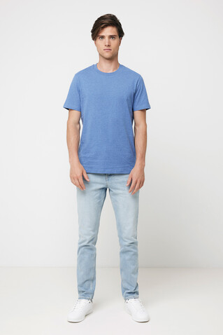 IQONIQ Manuel ungefärbtes T-Shirt aus recycelter Baumwolle heather blue bedrucken, Art.-Nr. T9101.024.XXL